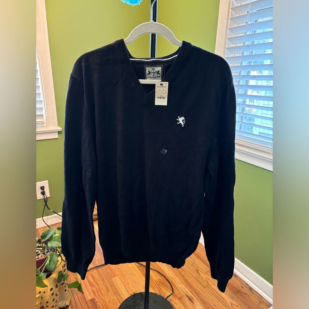 Express NWT men’s black v-neck sweater, long sleeve men’s top